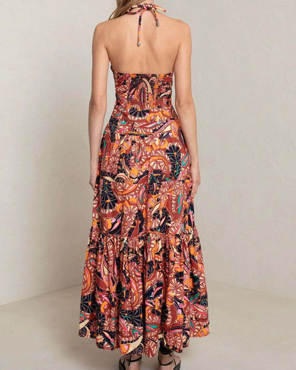 Russet Multicolor Halter Adelle Midi Dress