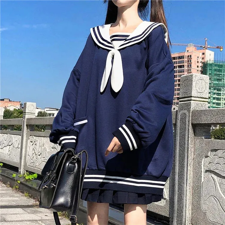 Sail into Style: Bunny Ears Lolita Sweatshirt - A Symphony of Adorability and Charm! 🚢🌈