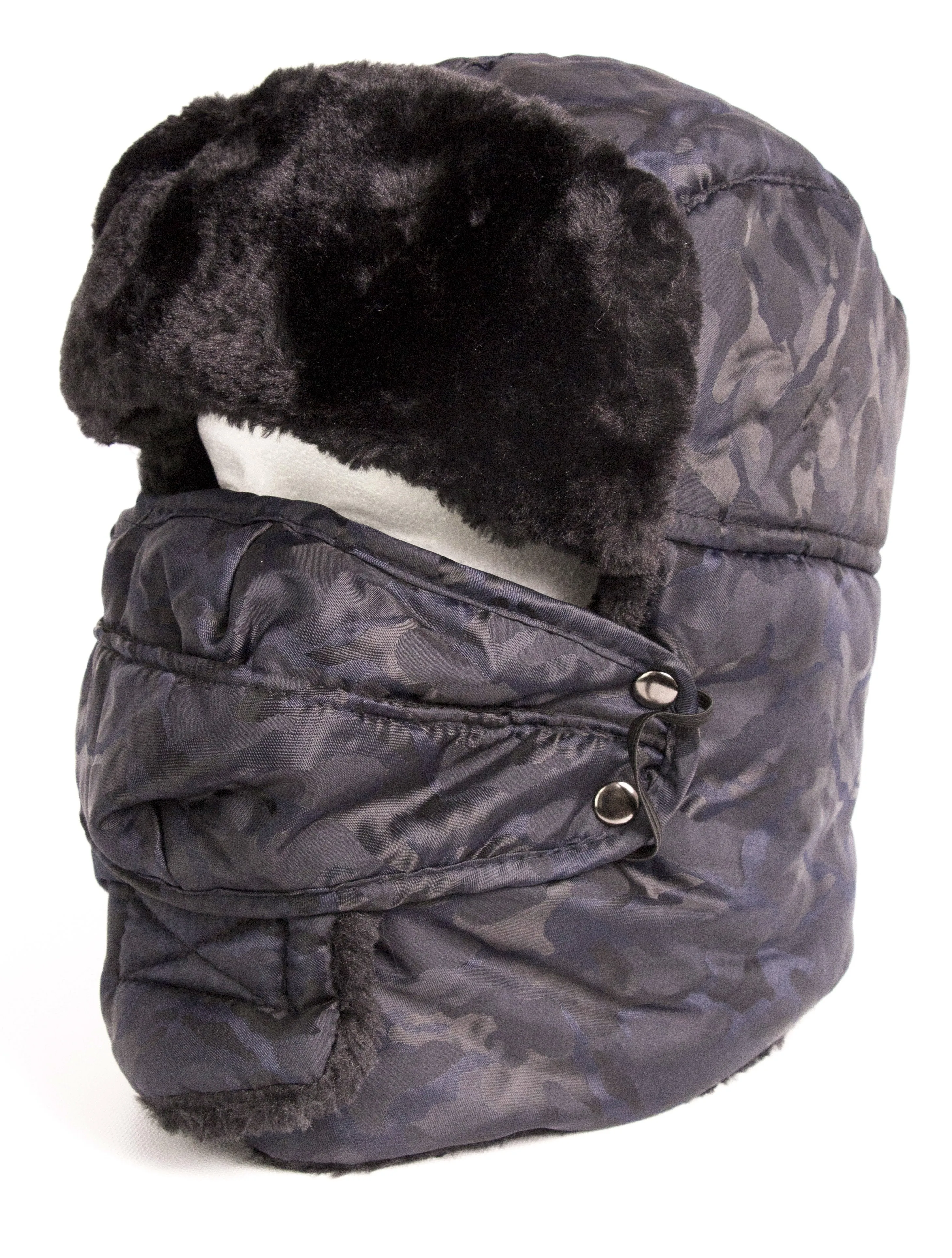 Sakkas Alex Unisex  Ushanka Faux Fur Windproof Trapper Aviator Hat Removable Mask