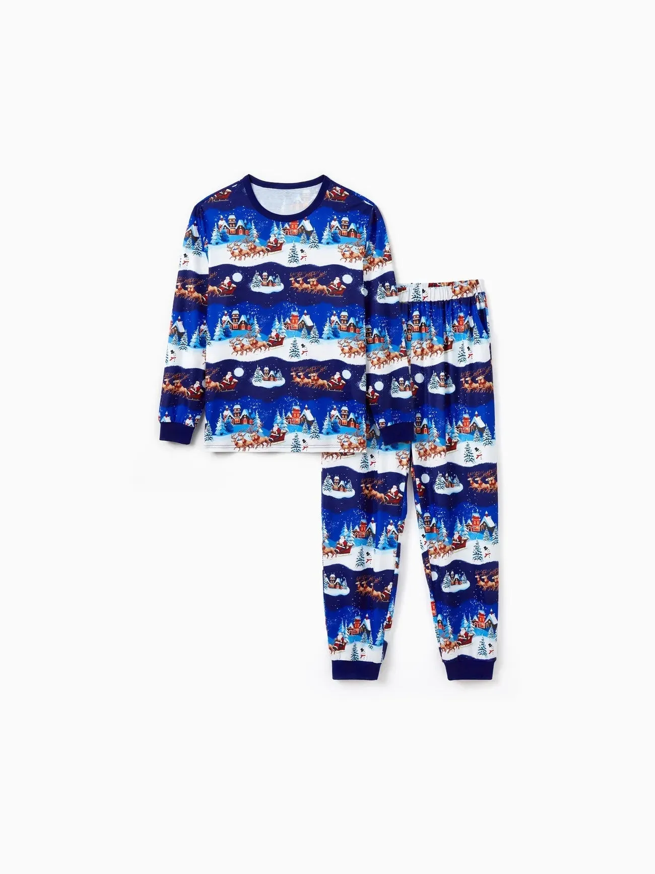 Santa Sleigh And Reindeer Family Matching Pajamas Set