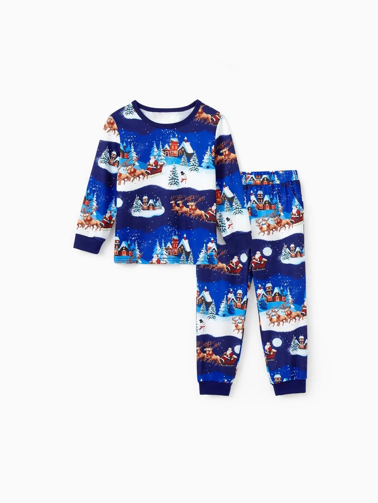 Santa Sleigh And Reindeer Family Matching Pajamas Set