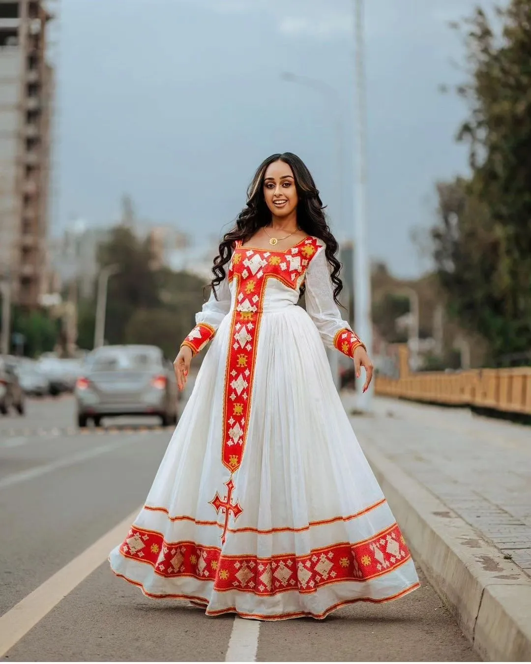 Scarlet Splendor Habesha dress Radiant Red Habesha kemis