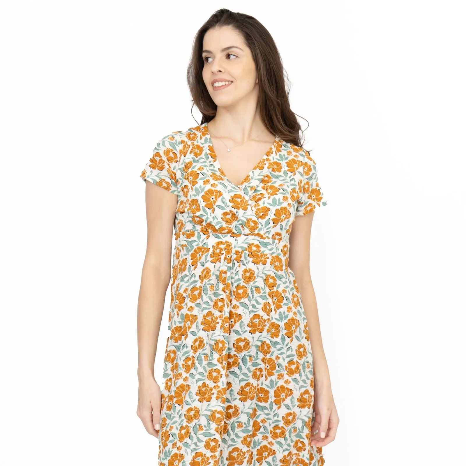 Seasalt Chapelle Midi Dress Orange Shadow Floral Chalk