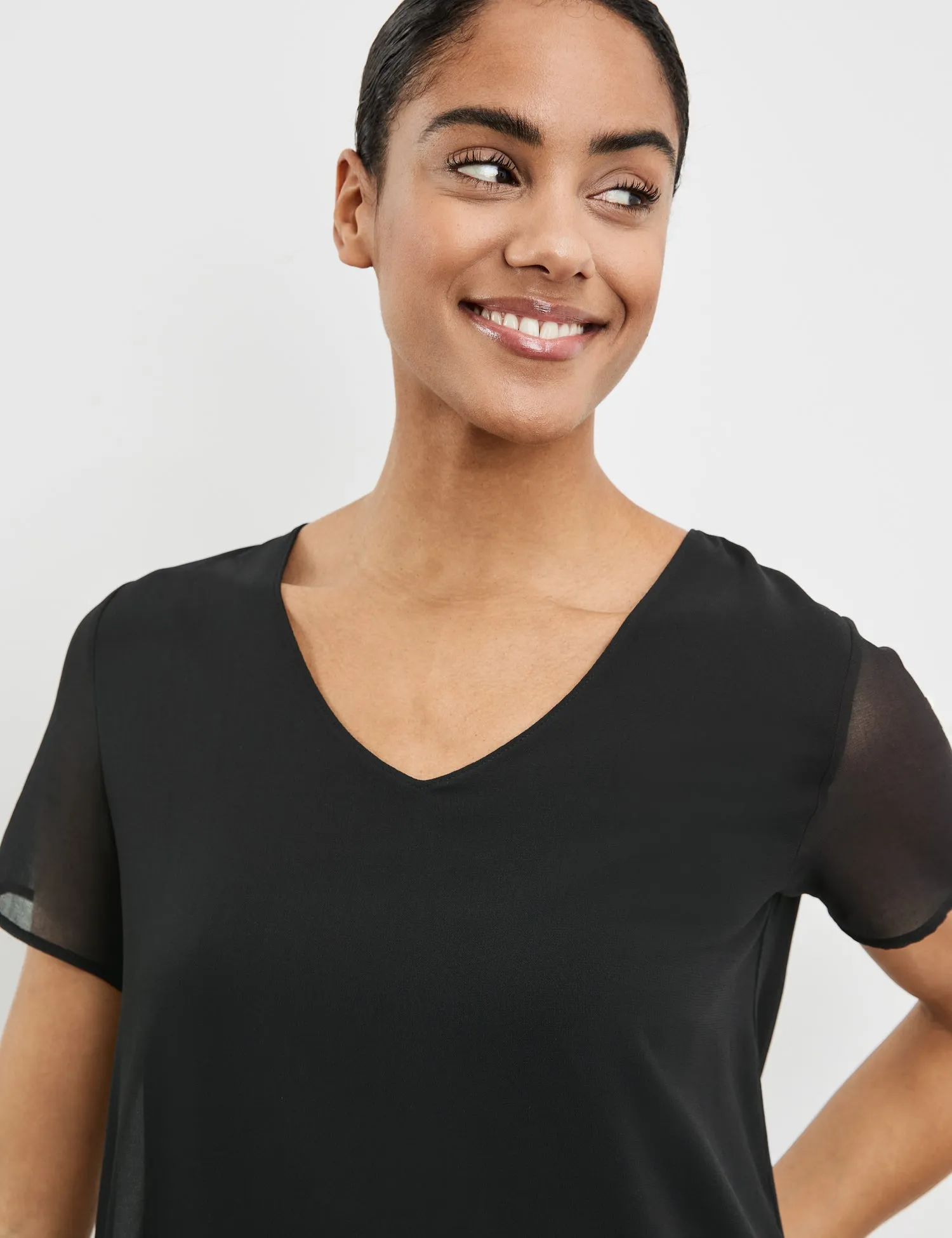 Shirt mit Chiffon-Layer