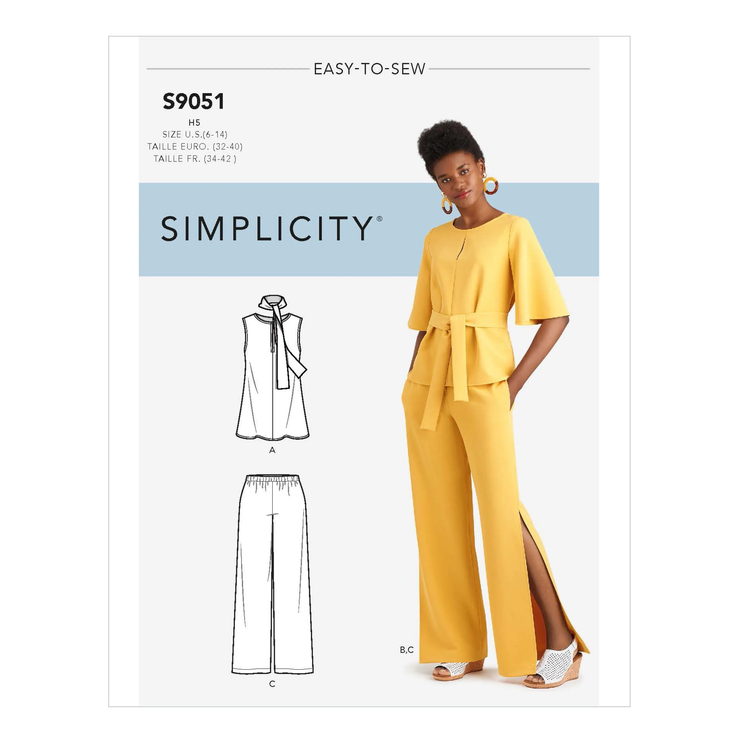 Simplicity Sewing Pattern S9051 Tops, Belt or Scarf and Pants