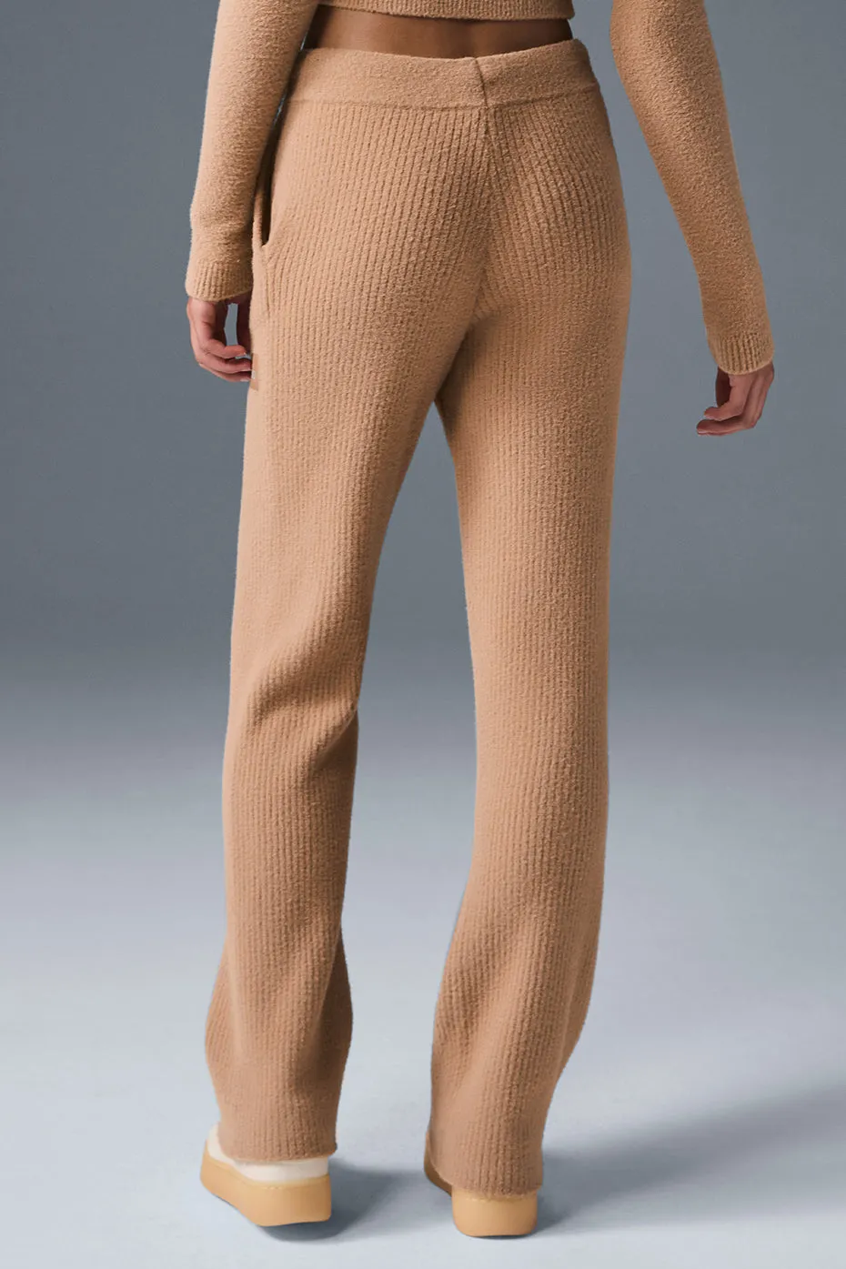 Snuggle Up Sweater High-Waist Wide Leg Pant - Toasted Almond