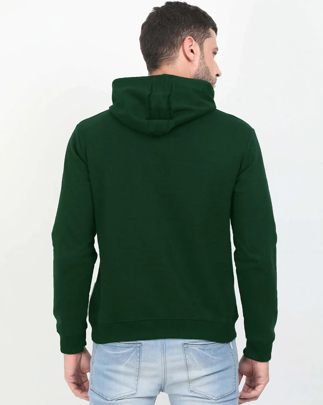 Solid Olive Green Cotton Kangaroo Hoodie Sweatshirt By LazyChunks