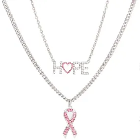 Spark Confidence and Awareness with a Pink Silver Hope and Ribbon Necklace