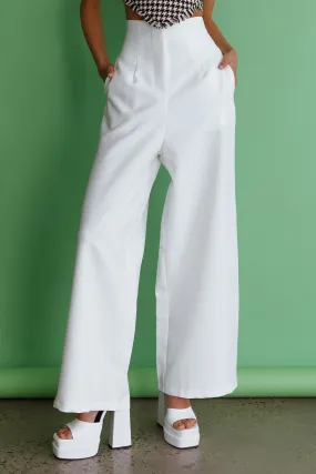 Starke High Waist Wide Leg Pants White