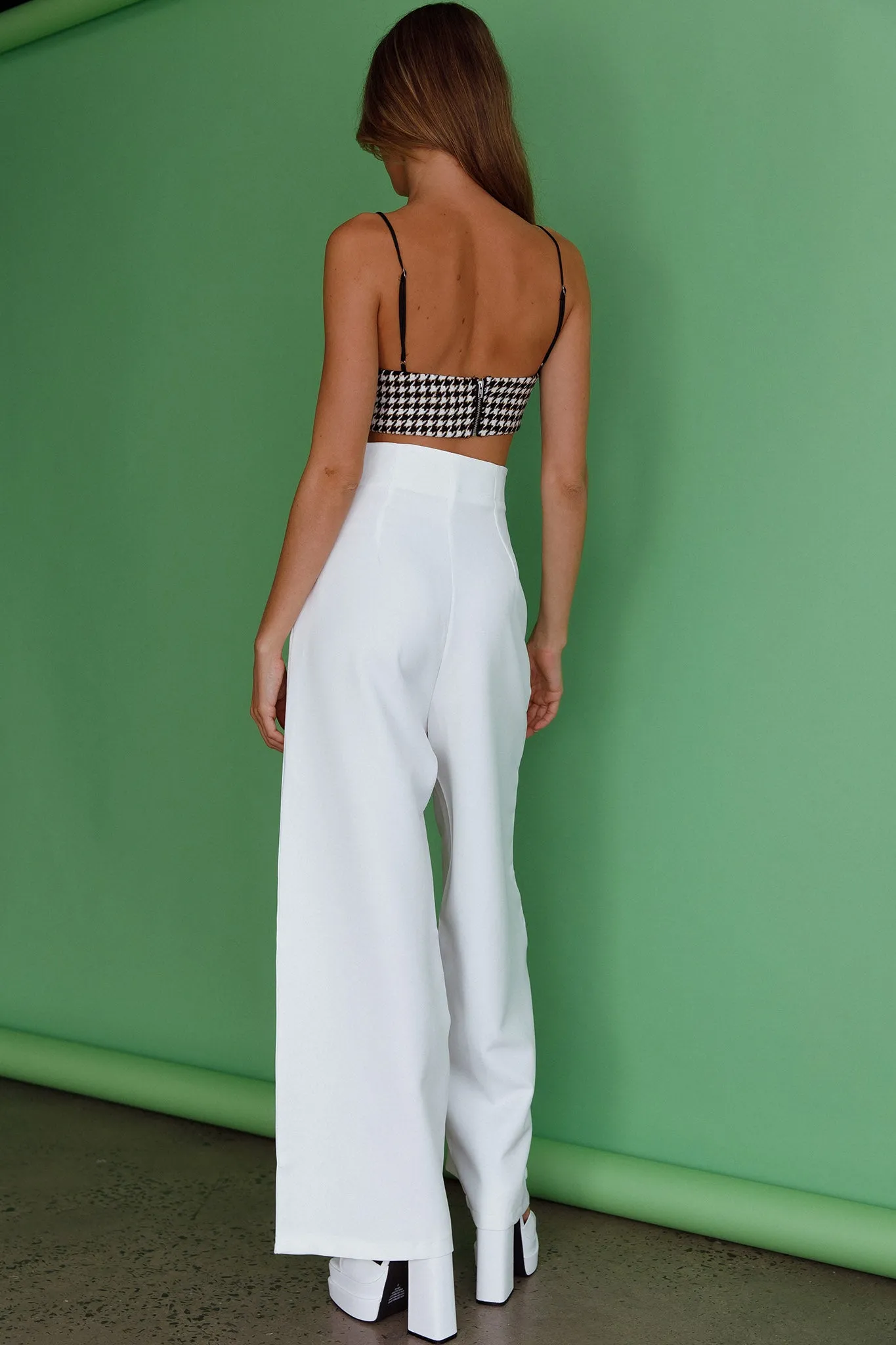 Starke High Waist Wide Leg Pants White