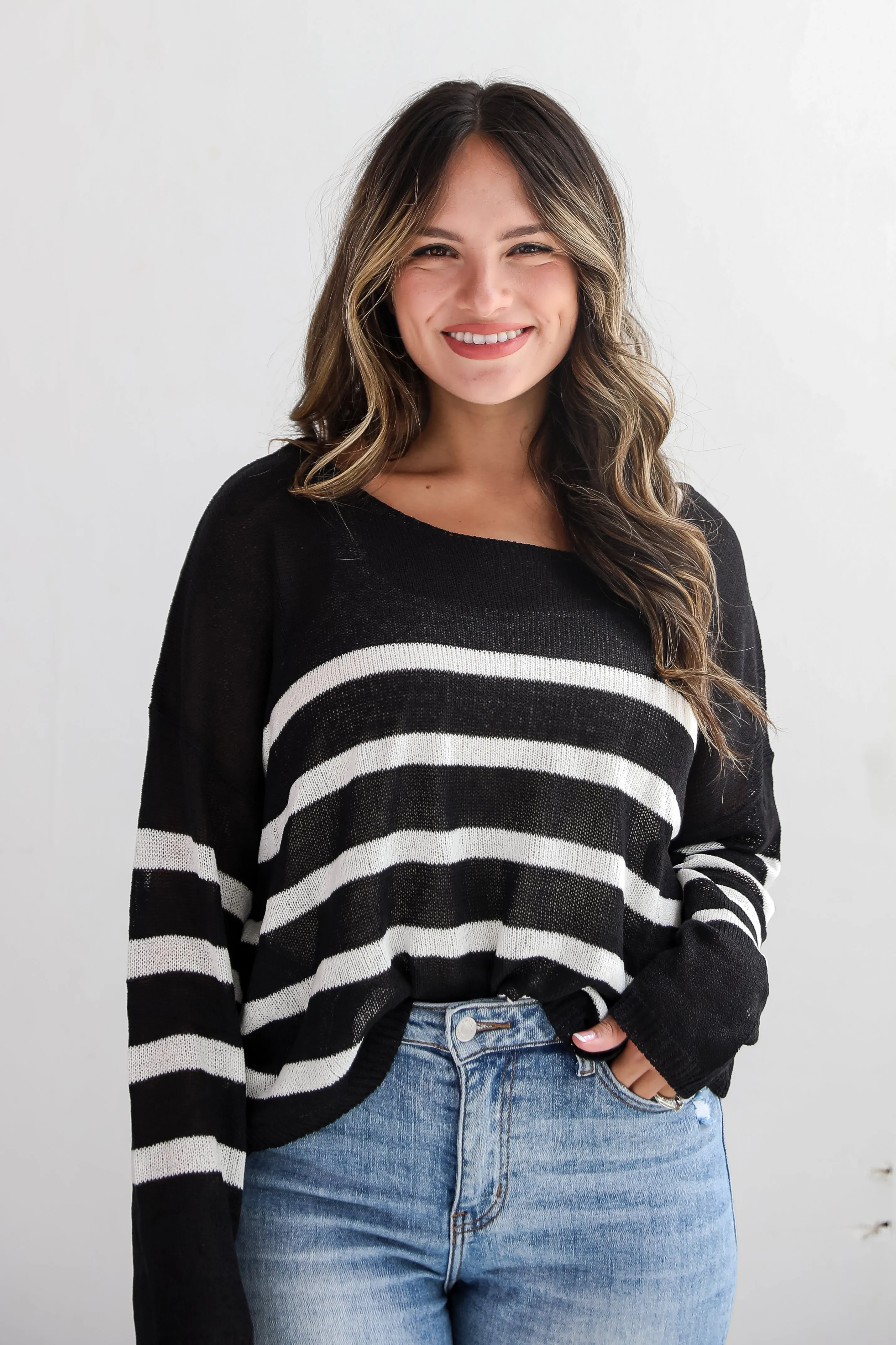 Stylish Promise Striped Lightweight Knit Sweater