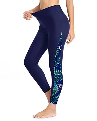 Stylish UPF 50  Swim Pants Women's High Waisted Rash Guard Swimsuit Pants