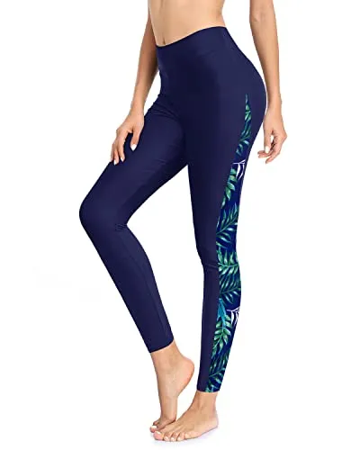 Stylish UPF 50  Swim Pants Women's High Waisted Rash Guard Swimsuit Pants