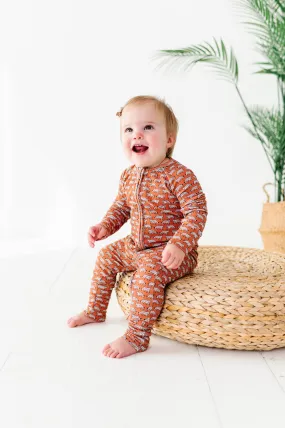 Terracotta Tigers Ribbed Zip Romper