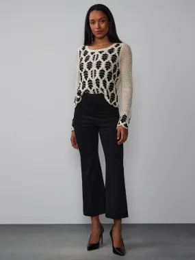 Textured Knit Crop Kick Flare Pant