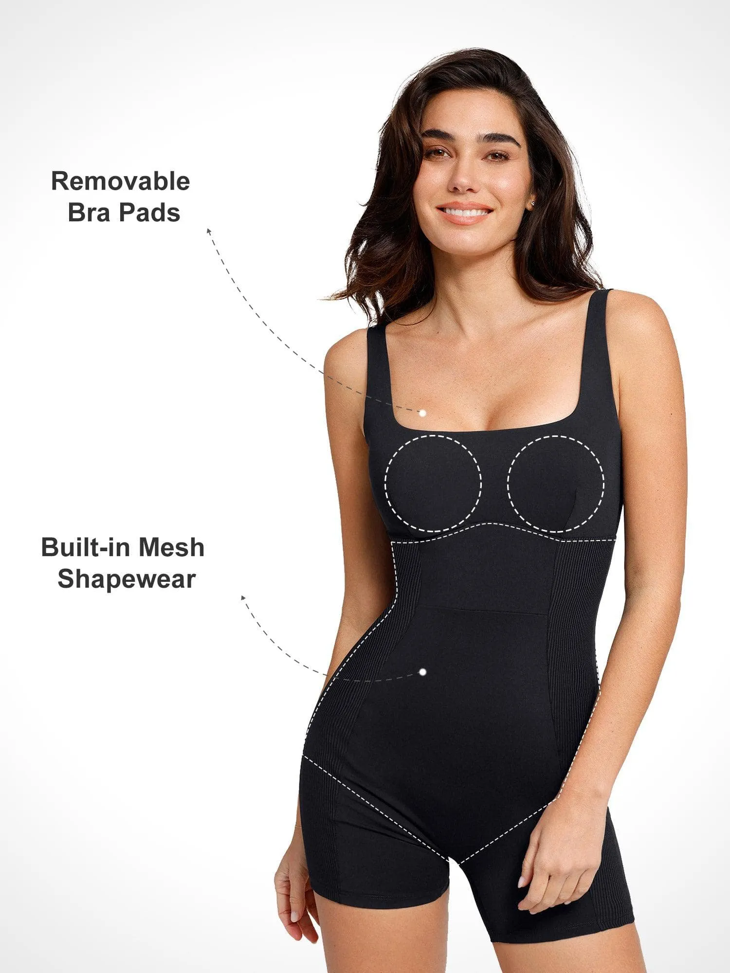 The Shapewear Romper Square Neck Patchwork For Insiders