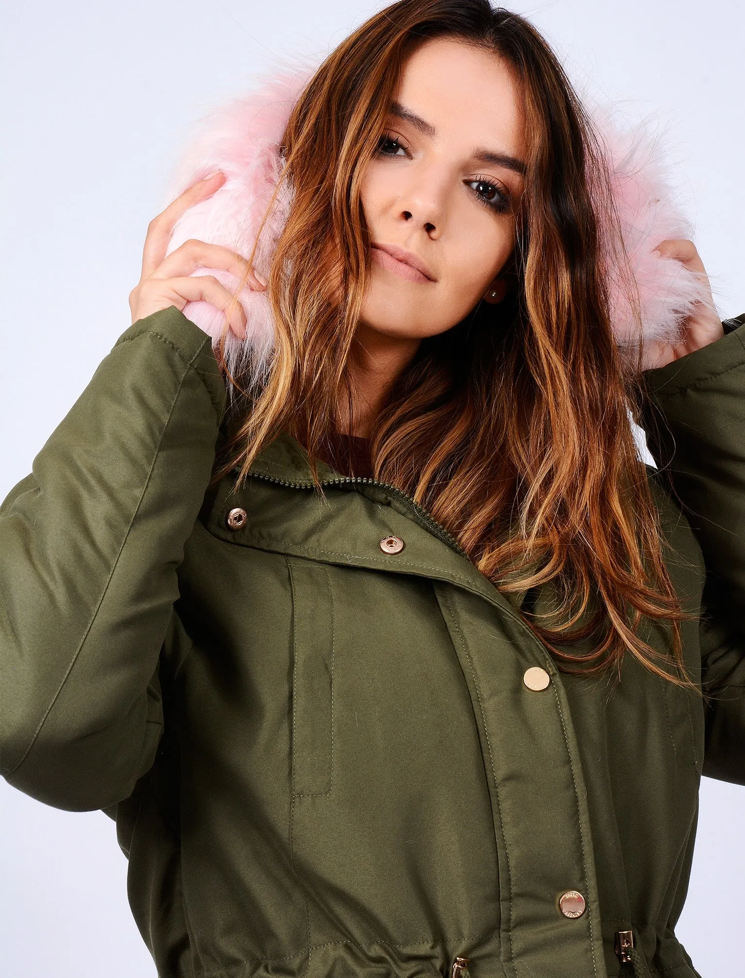 Thorn Parka Coat with Detachable Fur Lined Hood in Amazon Khaki - Tokyo Laundry