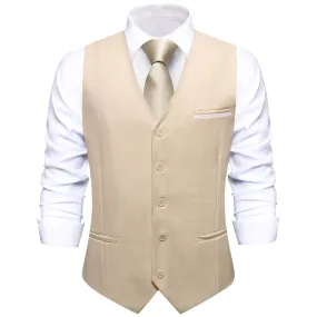 Ties2you Vest for Men Light Khaki Solid Silk Vest Business Suit