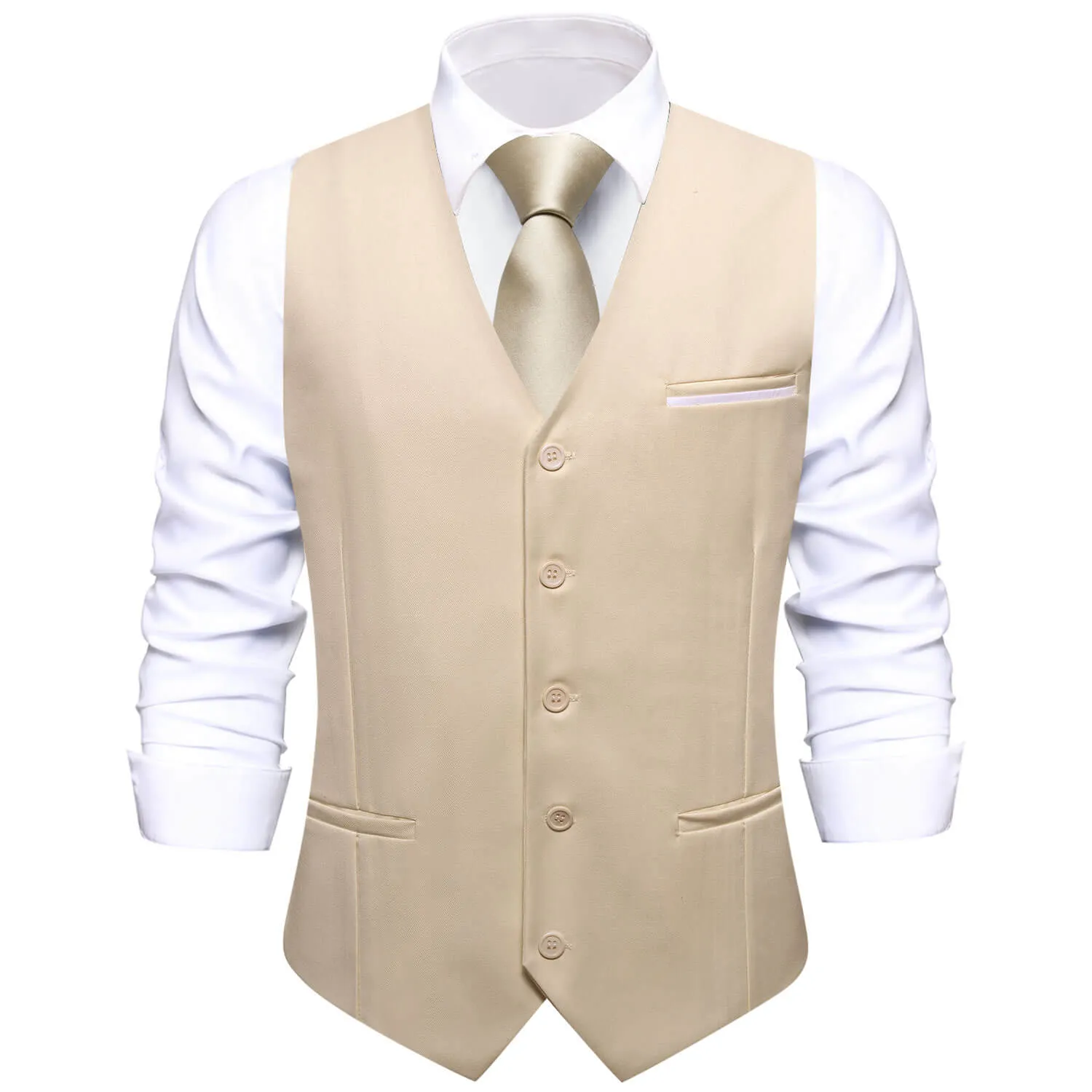 Ties2you Vest for Men Light Khaki Solid Silk Vest Business Suit