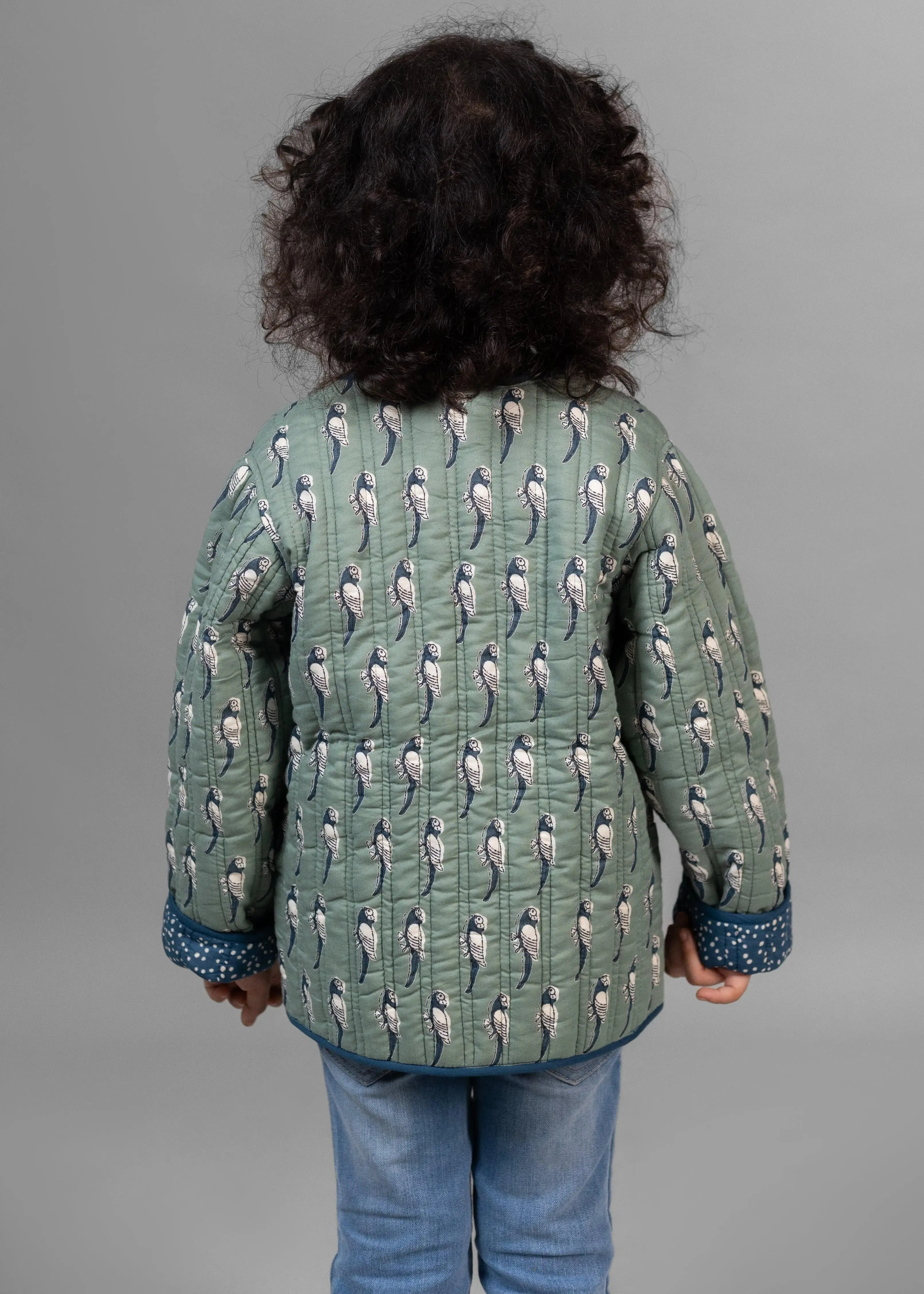 Tota/Snow Sage & Blue 100% Cotton Reversible Coat Unisex (1-12 Years)