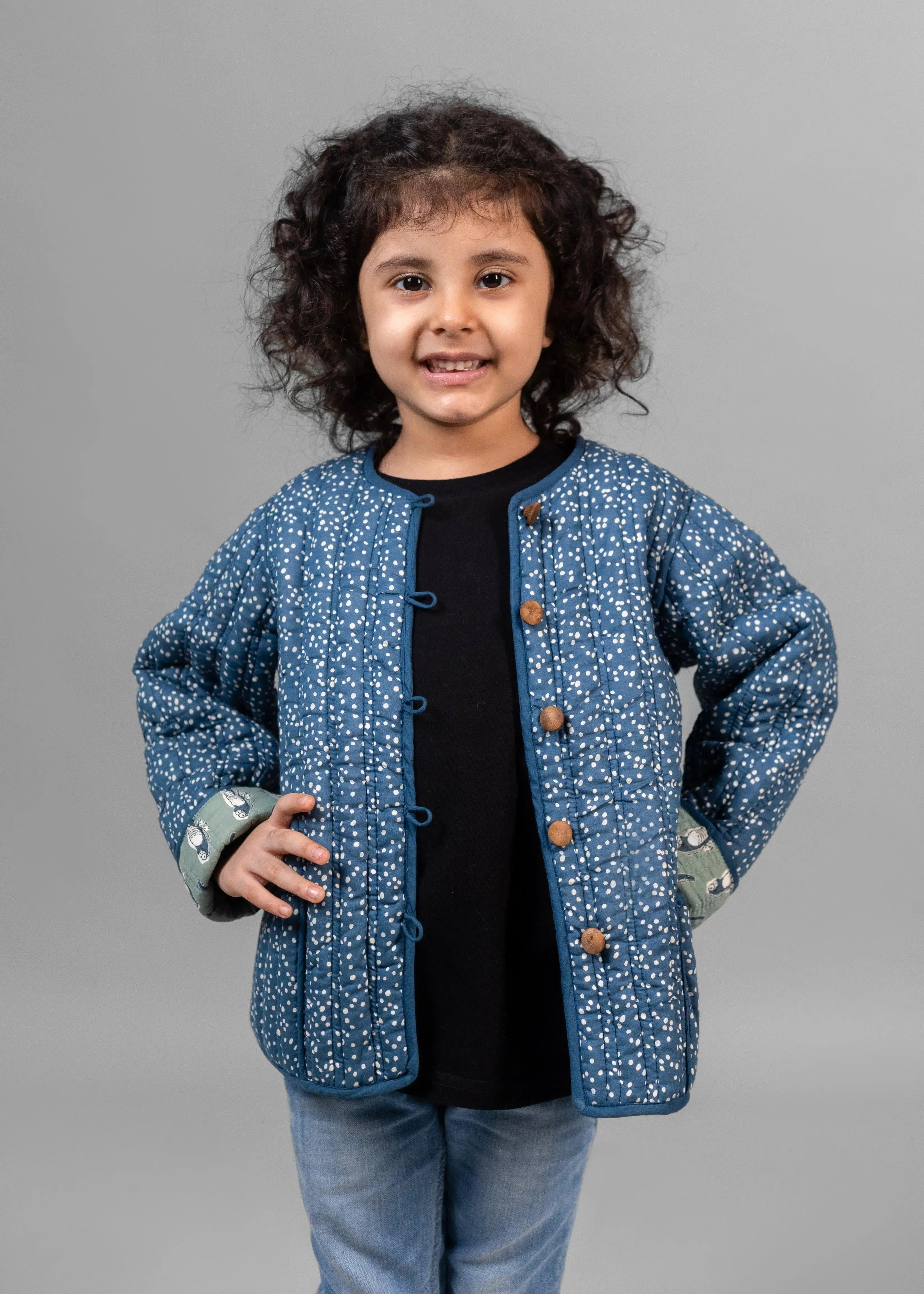 Tota/Snow Sage & Blue 100% Cotton Reversible Coat Unisex (1-12 Years)