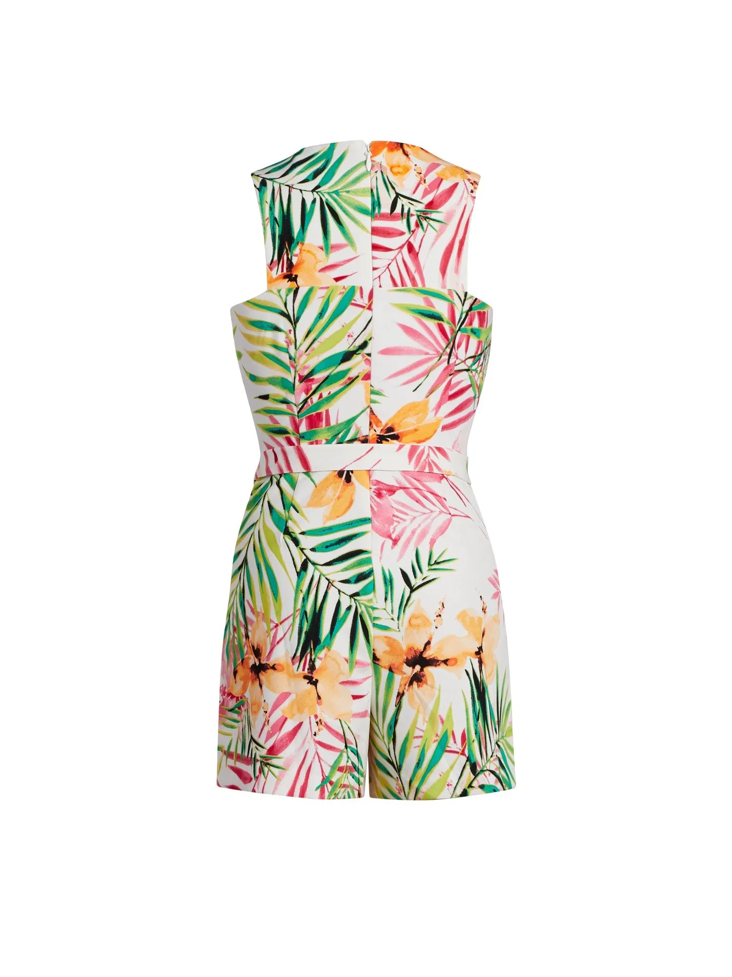 Tropical-Print Cross Front Romper