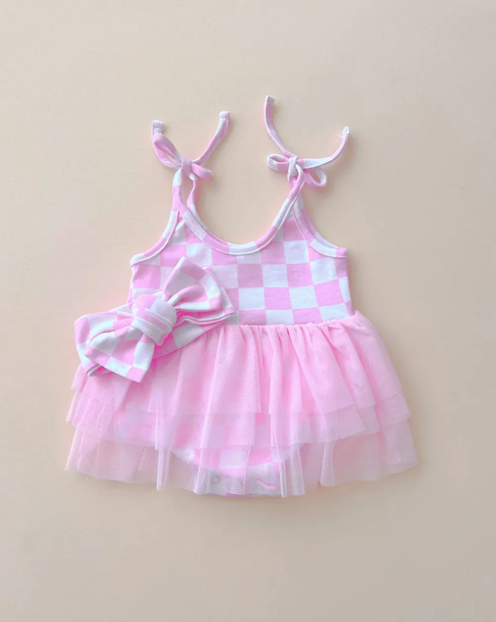 Tutu Romper | Checkered Pink