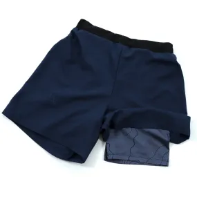 Two-Layer GOD Shorts V5 - Ink Blue "Halftone Topo" Edition