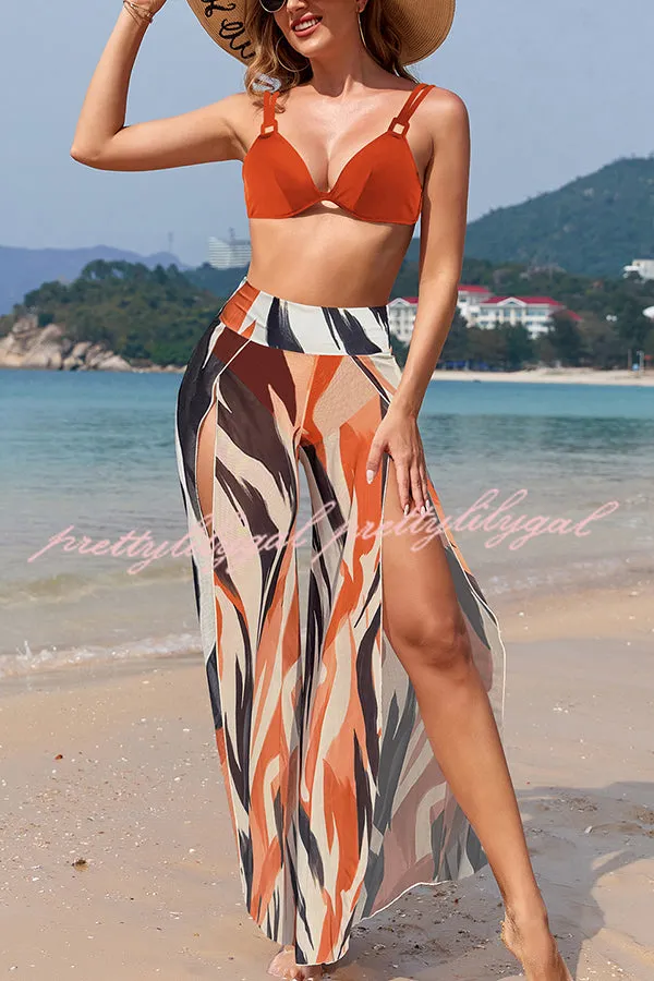 Unique Printed Loose High Waist Split Beach Pants