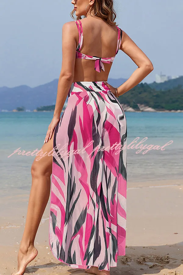 Unique Printed Loose High Waist Split Beach Pants