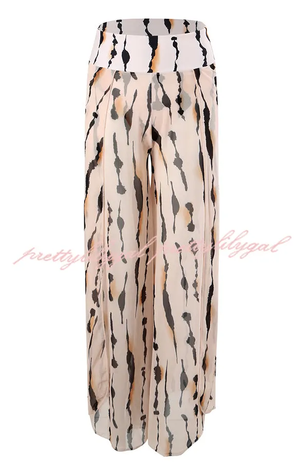 Unique Printed Loose High Waist Split Beach Pants