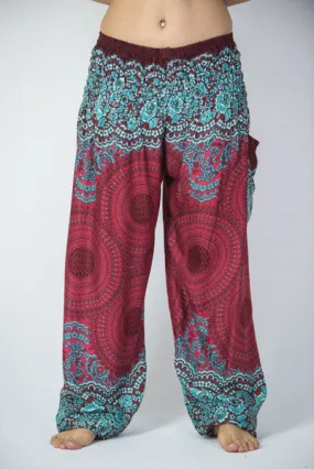 Unisex Geometric Mandalas Harem Pants in Red