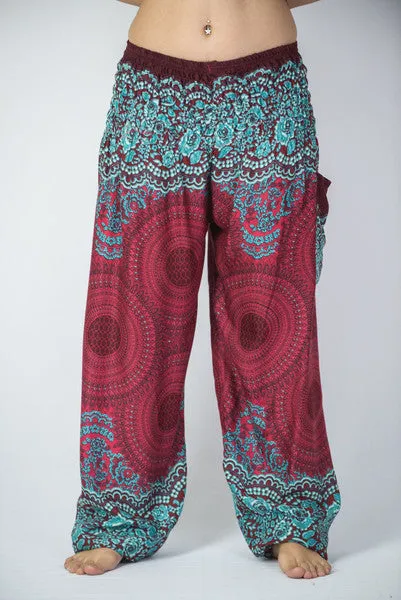 Unisex Geometric Mandalas Harem Pants in Red