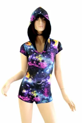 UV Glow Galaxy Hoodie Romper