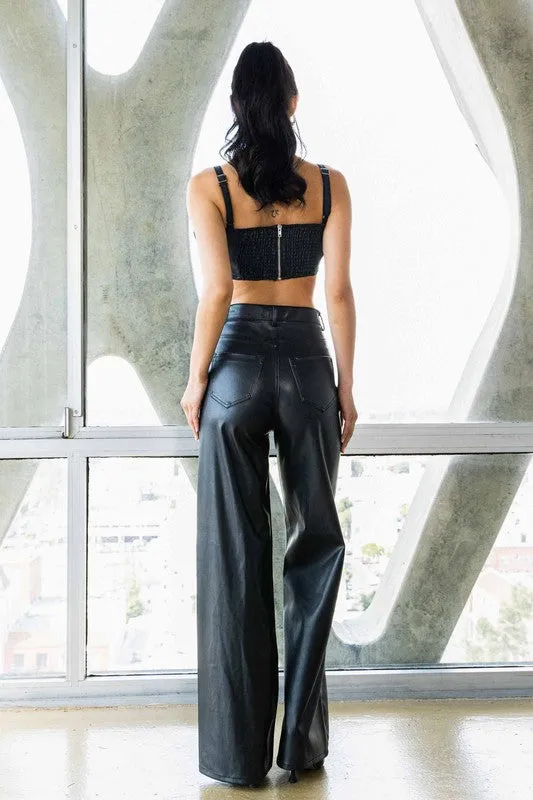 Vegan Leather Wide Leg Pants - Vibrant M.i.U