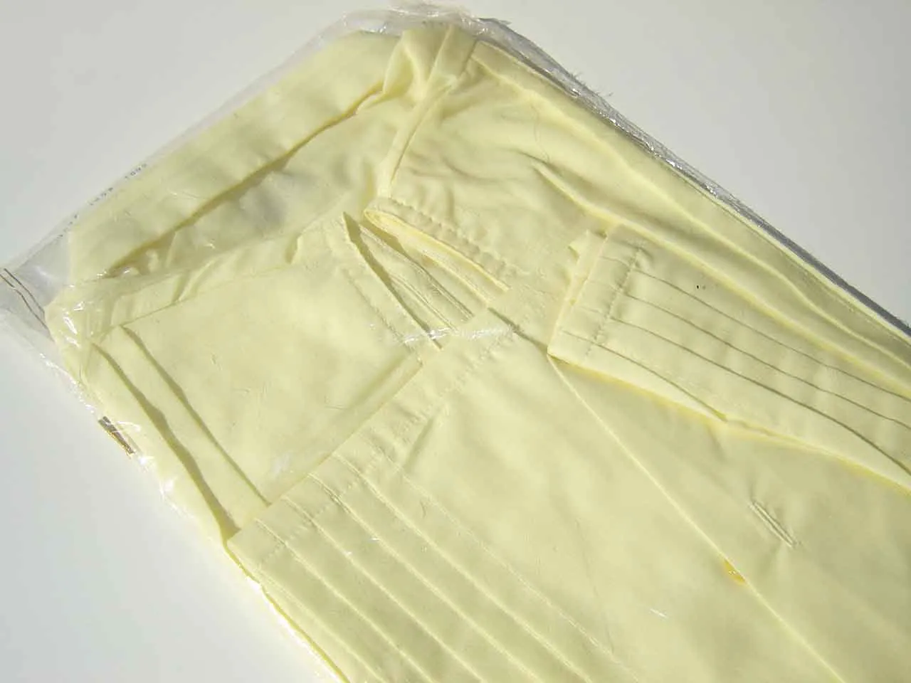 Vintage 60s Yellow Blouse Pleated Yellow Loop Shirt Deadstock Sz 34