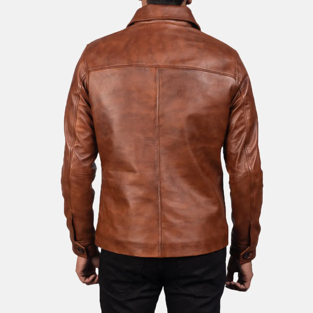 Waffle Brown Leather Jacket