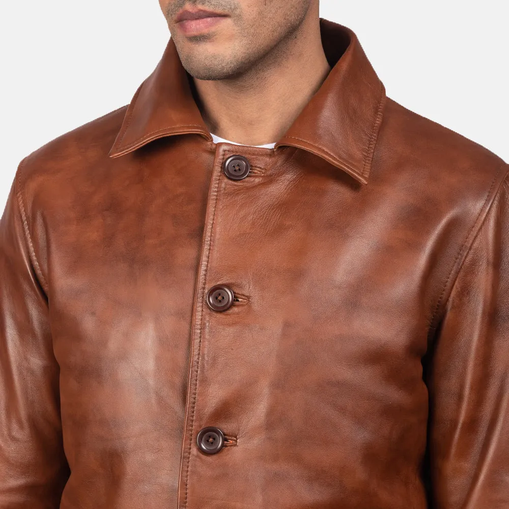 Waffle Brown Leather Jacket