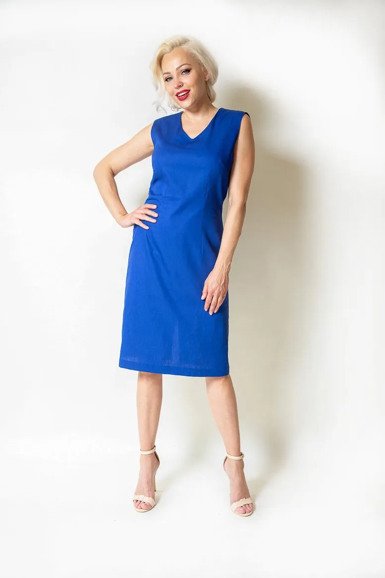 Waisted Blue Cotton Dress