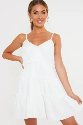 White Frill Wrap Strappy Mini Dress