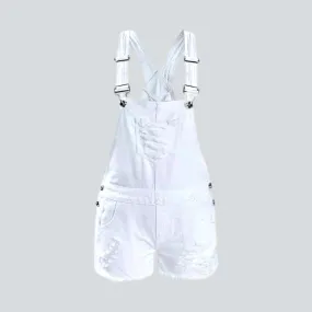 White women's denim romper