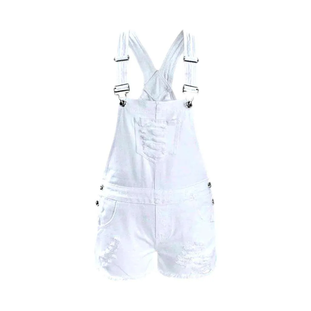 White women's denim romper