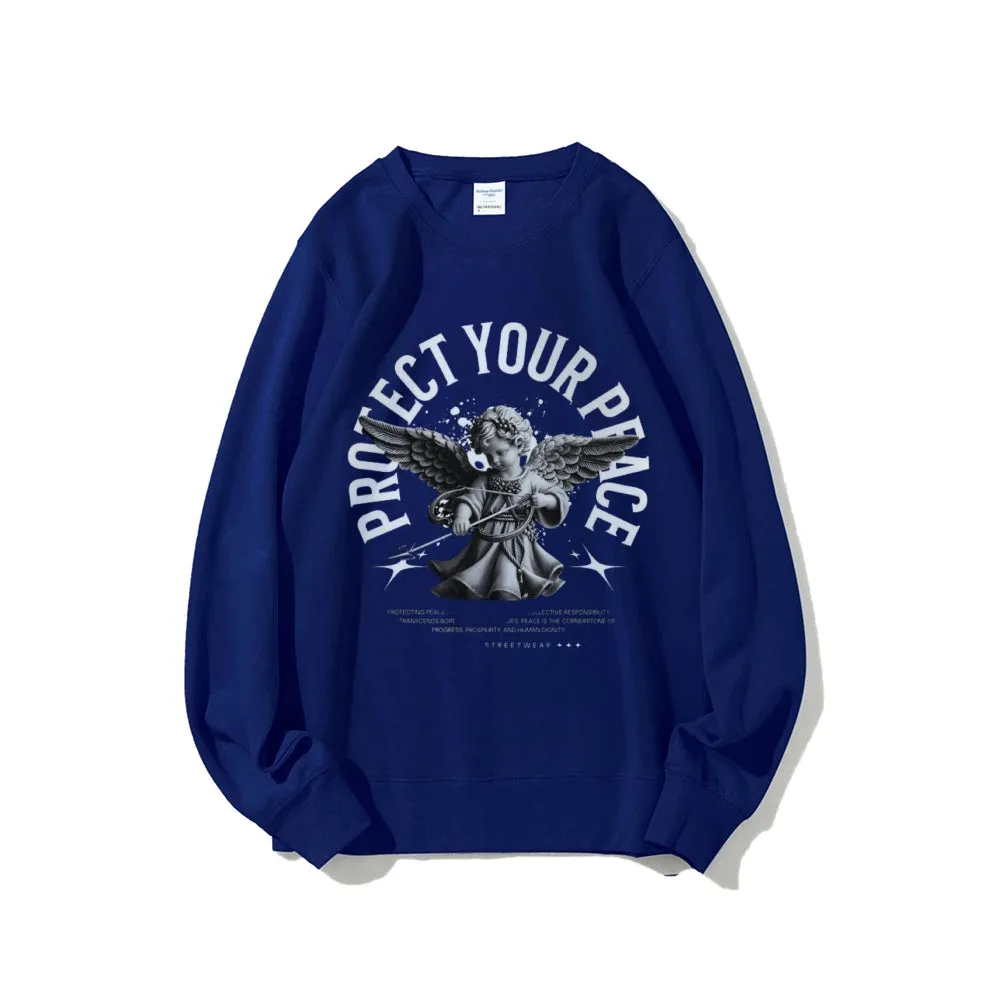 Women Protect Your Peace Angel Graphic Sweatshirts