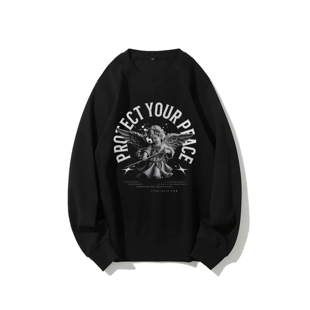 Women Protect Your Peace Angel Graphic Sweatshirts