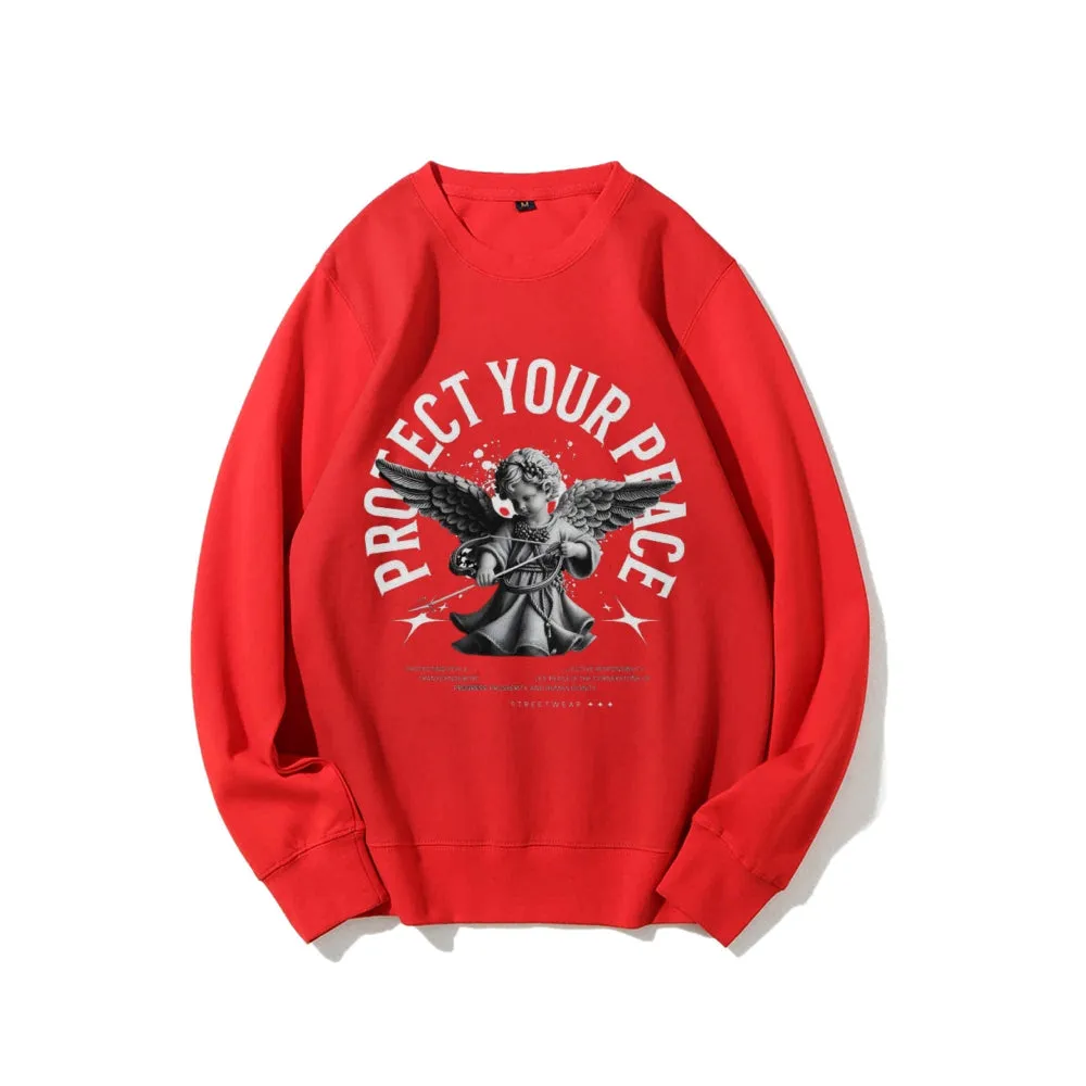 Women Protect Your Peace Angel Graphic Sweatshirts