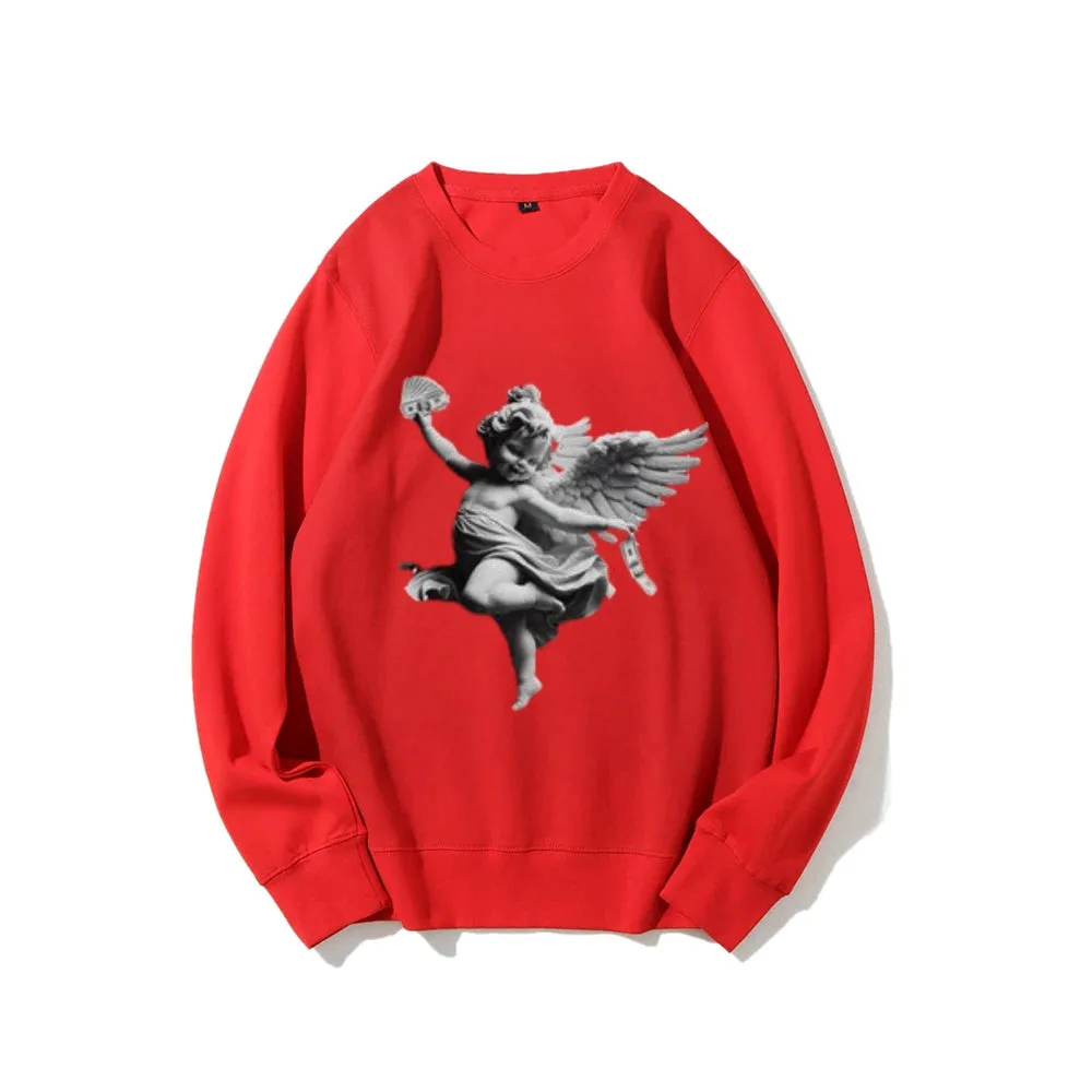 Women Vintage Money Angel Graphic Sweatshirts