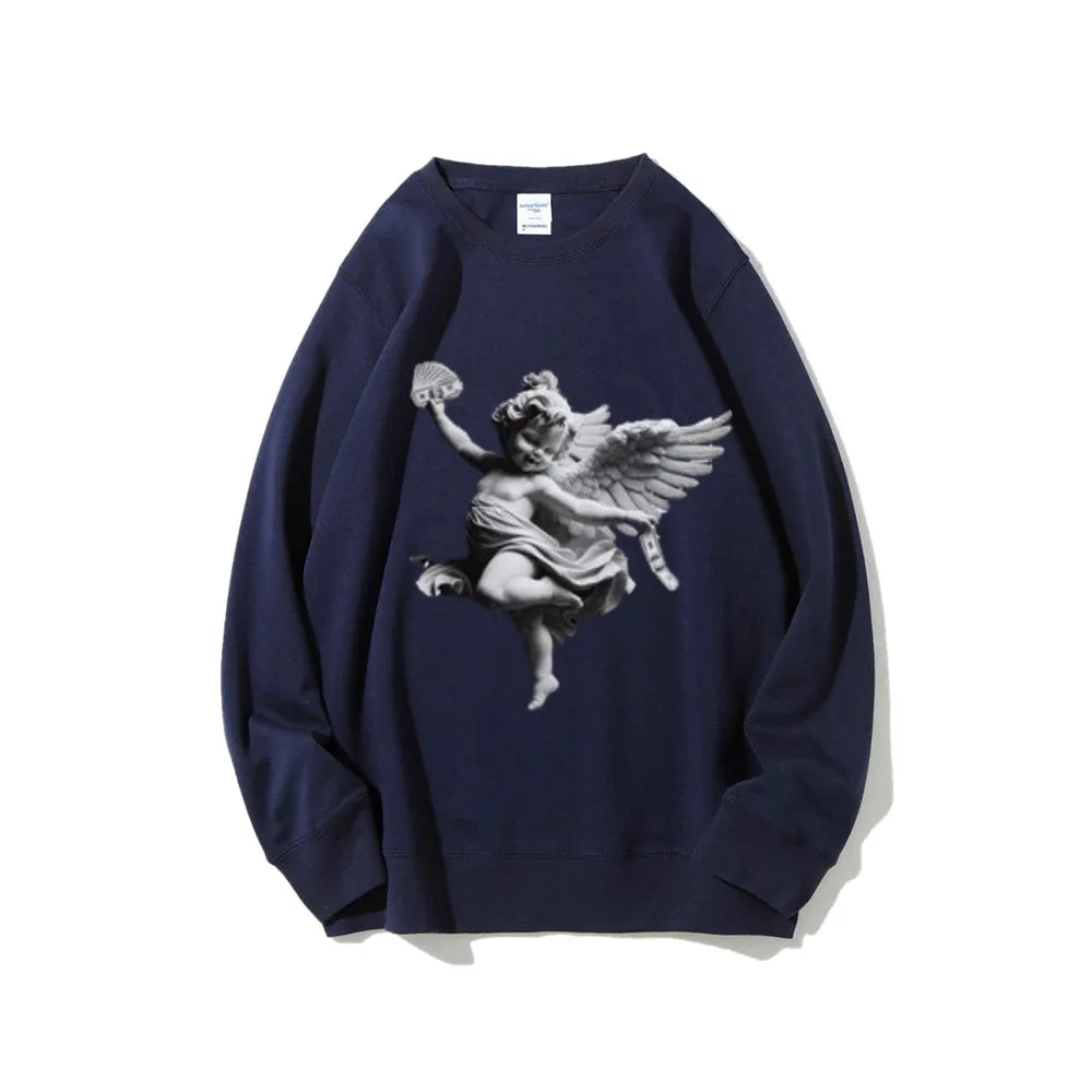 Women Vintage Money Angel Graphic Sweatshirts