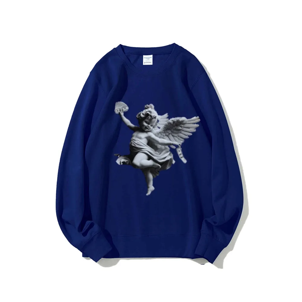 Women Vintage Money Angel Graphic Sweatshirts