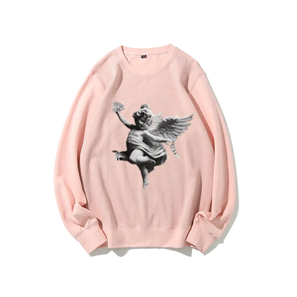 Women Vintage Money Angel Graphic Sweatshirts