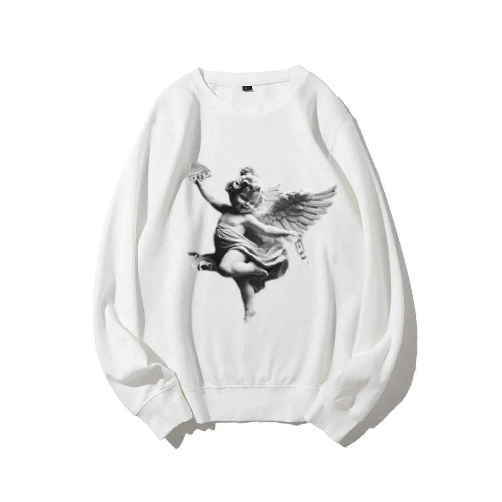 Women Vintage Money Angel Graphic Sweatshirts